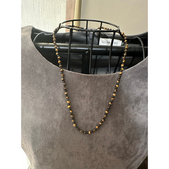 Handmade Tiger Eye and Onyx Beaded Necklace - Picture 6 of 6